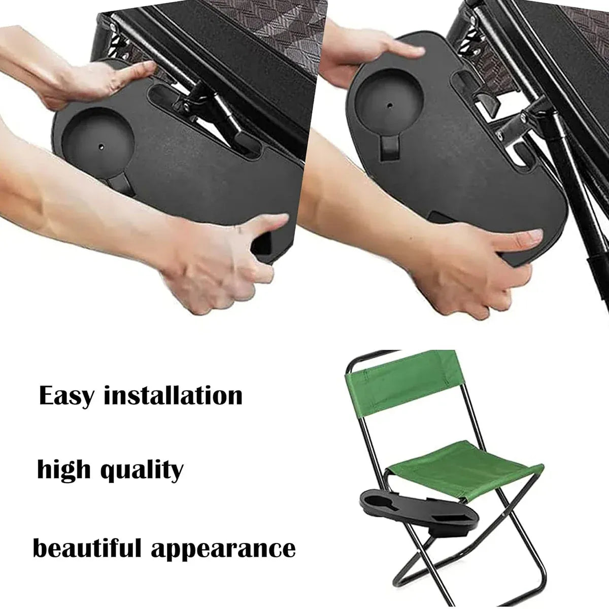 2pcs Clip On Side Table Tray Cup Holder For Sun Lounger Camping Chair Outdoor