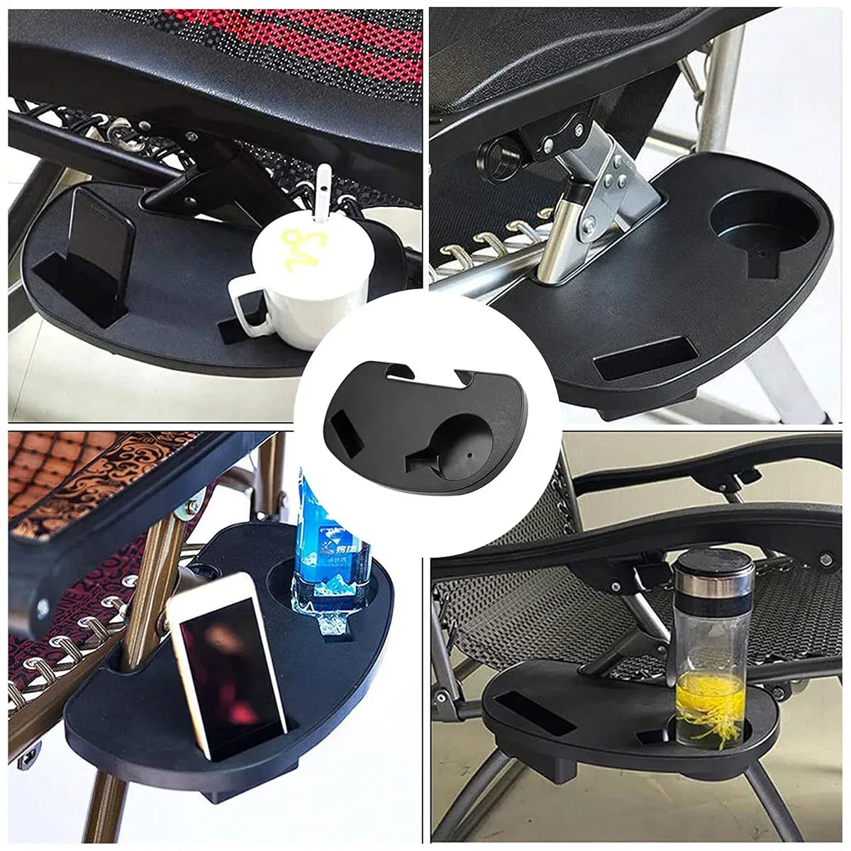 2pcs Clip On Side Table Tray Cup Holder For Sun Lounger Camping Chair Outdoor