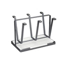 6 Hook Stainless Steel Cup Rack with Drip Tray for Mugs and Glasses - Black