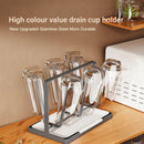 6 Hook Stainless Steel Cup Rack with Drip Tray for Mugs and Glasses - Black