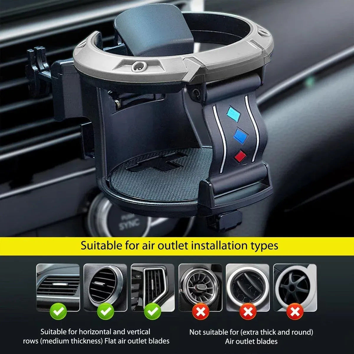 Universal Car Air Vent Cup Holder Beverage for Milk Tea Stand with Hook Bracket