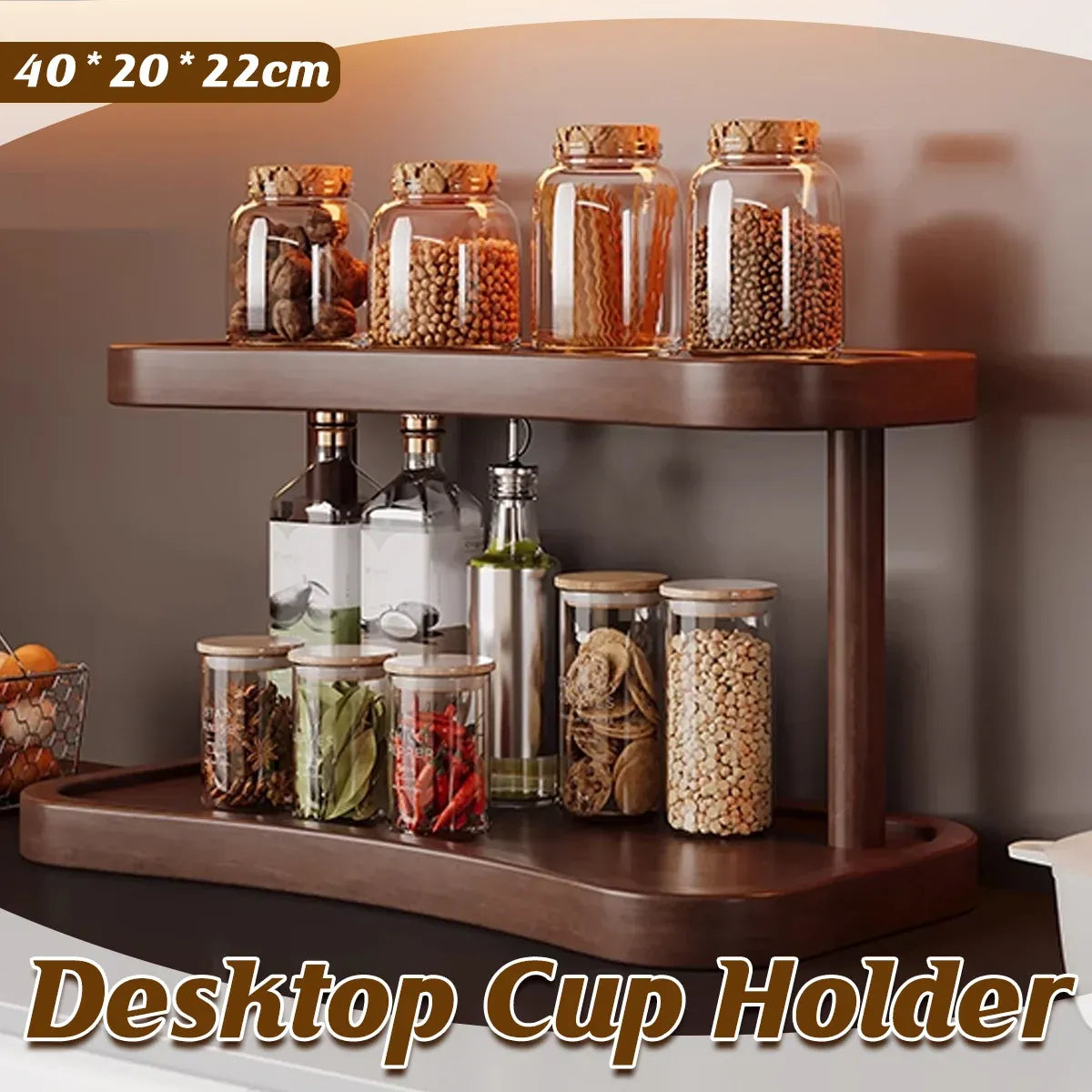 2 Tier Cup Holder Storage Rack Countertop for Kitchen Mugs Teacups Organizer