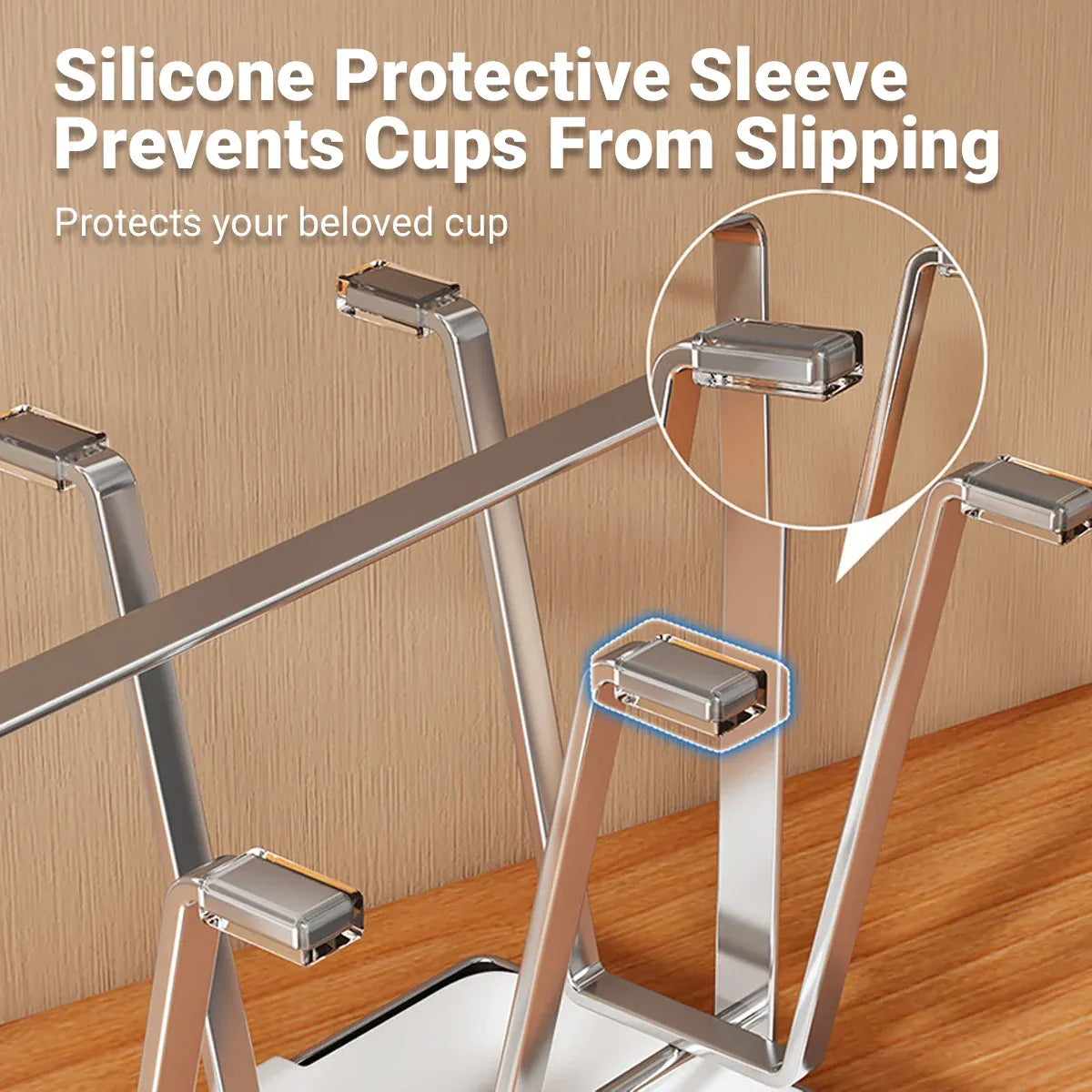 Drying Stainless Steel Cup Holder 6 Hook for Coffee Mug Glass Bottle Cup Durable