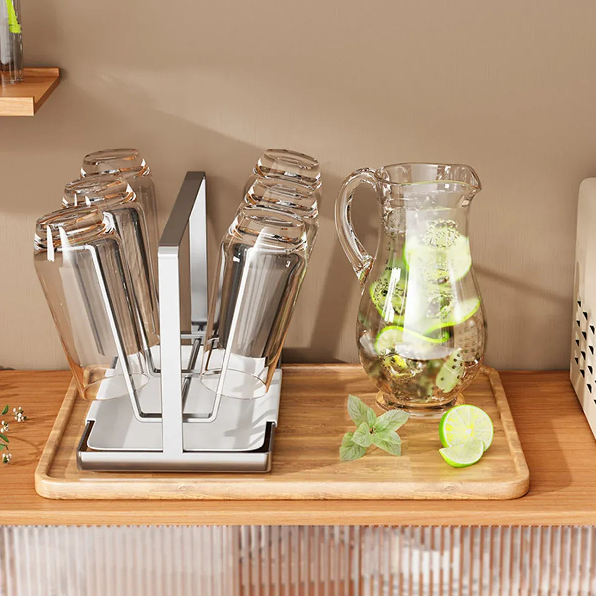 Drying Stainless Steel Cup Holder 6 Hook for Coffee Mug Glass Bottle Cup Durable