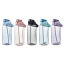 2L Water Bottle Straw Cup Motivational Drink Flask With Time Markings Sports Gym - Purple