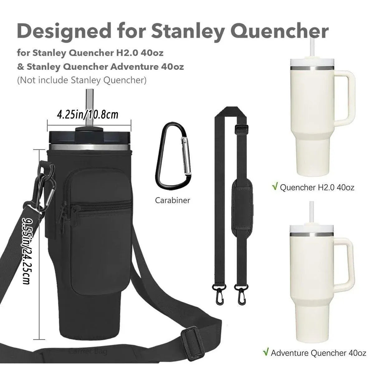 Portable Cup Sleeve Drink Holder Reusable Water Bottle Carrier Travel Bag - Beige