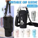 Portable Cup Sleeve Drink Holder Reusable Water Bottle Carrier Travel Bag - White