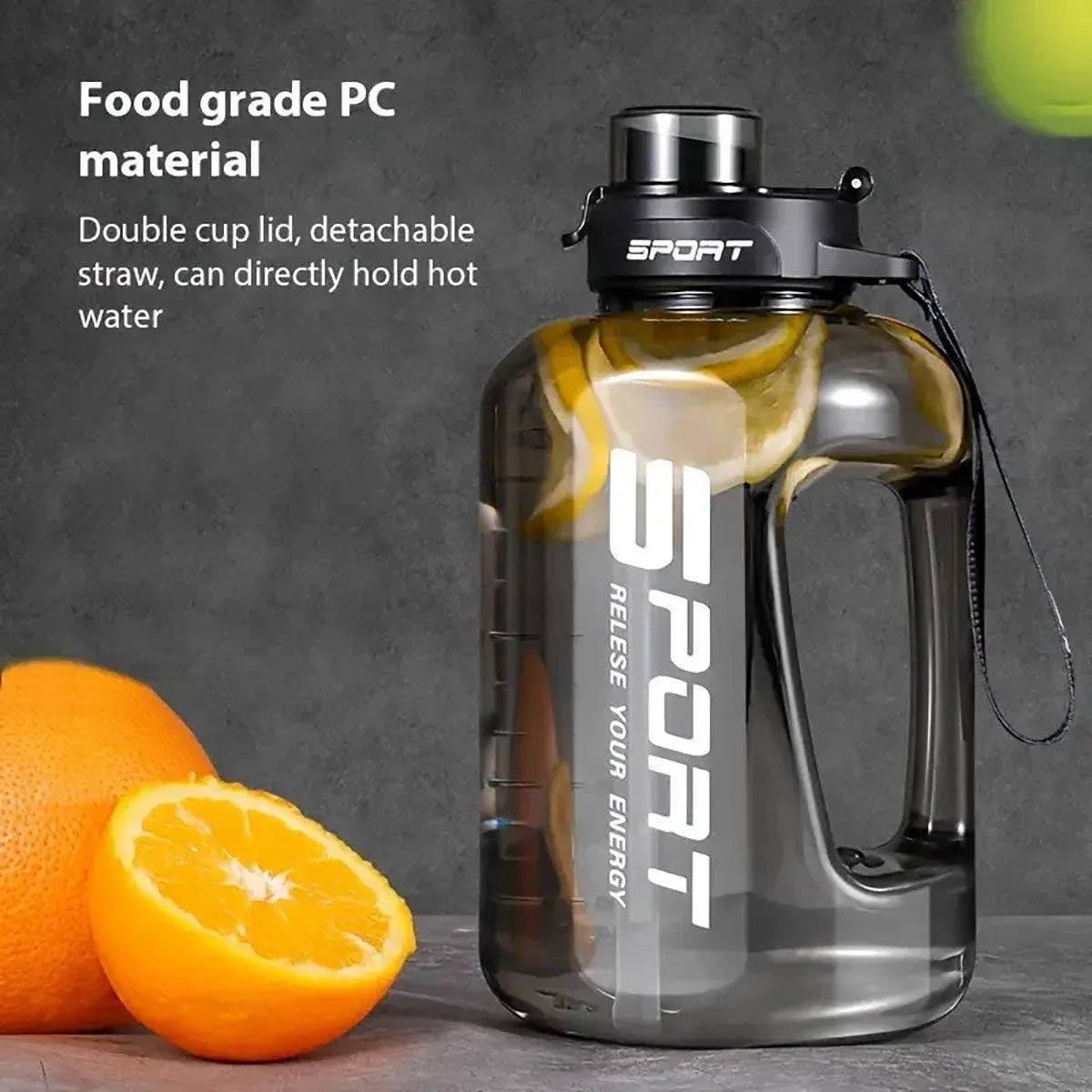 Large Capacity Water Cup Fitness Sports Water Bottle for Gym Outdoor Activities - White