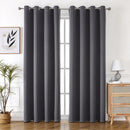 2pcs Semi Blackout Curtain Fabric Solid Colour Home Decor Drapes for Living Room - Black - 132x244cm