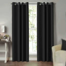 2pcs Semi Blackout Curtain Fabric Solid Colour Home Decor Drapes for Living Room - Black - 132x244cm