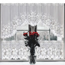 White Lace Window Curtain Short Tier Panel for Kitchen Bathroom