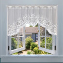 White Lace Window Curtain Short Tier Panel for Kitchen Bathroom