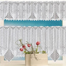 White Lace Window Curtain Short Tier Panel for Kitchen Bathroom