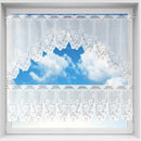 White Lace Window Curtain Short Tier Panel for Kitchen Bathroom