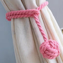 1pair Braided Cotton Curtain Tiebacks No Hole Curtain Holdbacks Hanging Balls - Navy