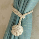 1pair Braided Cotton Curtain Tiebacks No Hole Curtain Holdbacks Hanging Balls - Navy