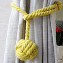 1pair Braided Cotton Curtain Tiebacks No Hole Curtain Holdbacks Hanging Balls - Navy