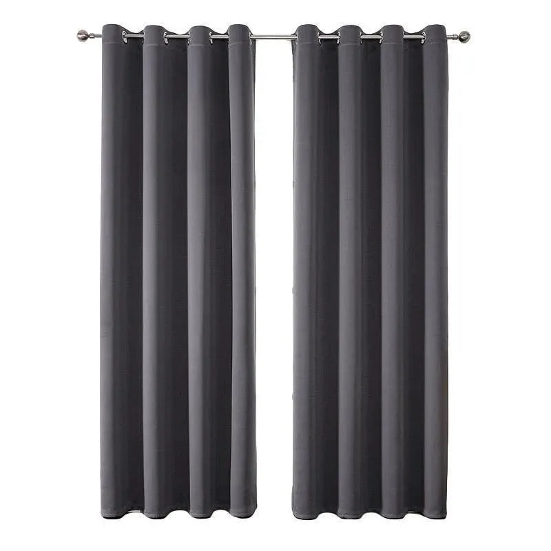 2pcs Semi Blackout Curtain Fabric Solid Colour Home Decor Drapes for Living Room - Dark Grey - 132x160cm
