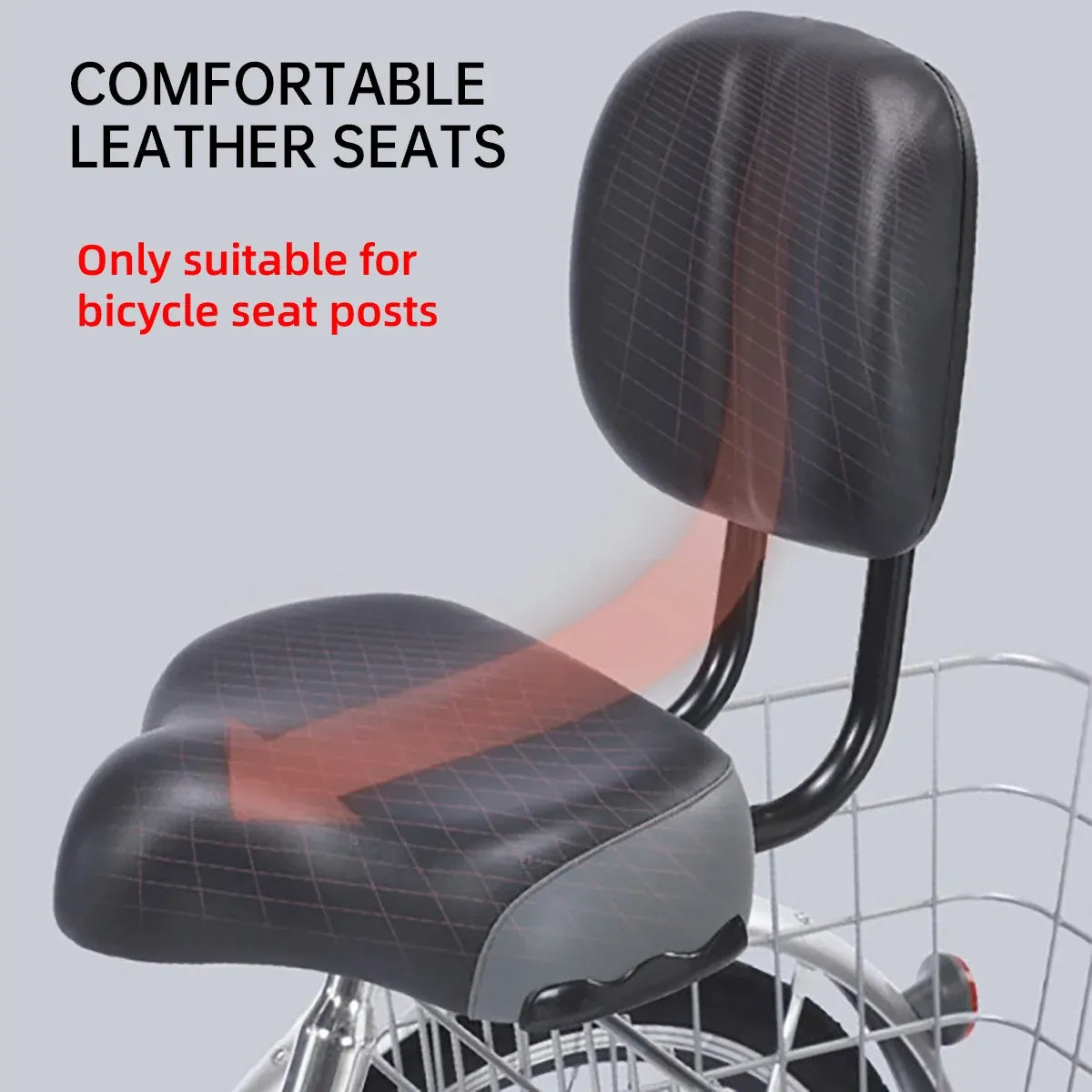 Electric Bicycle Tricycle Seat With Backrest Adjustable Comfortable Bike Seat - Black