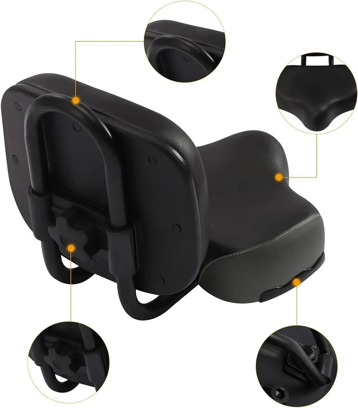Electric Bicycle Tricycle Seat With Backrest Adjustable Comfortable Bike Seat - Black