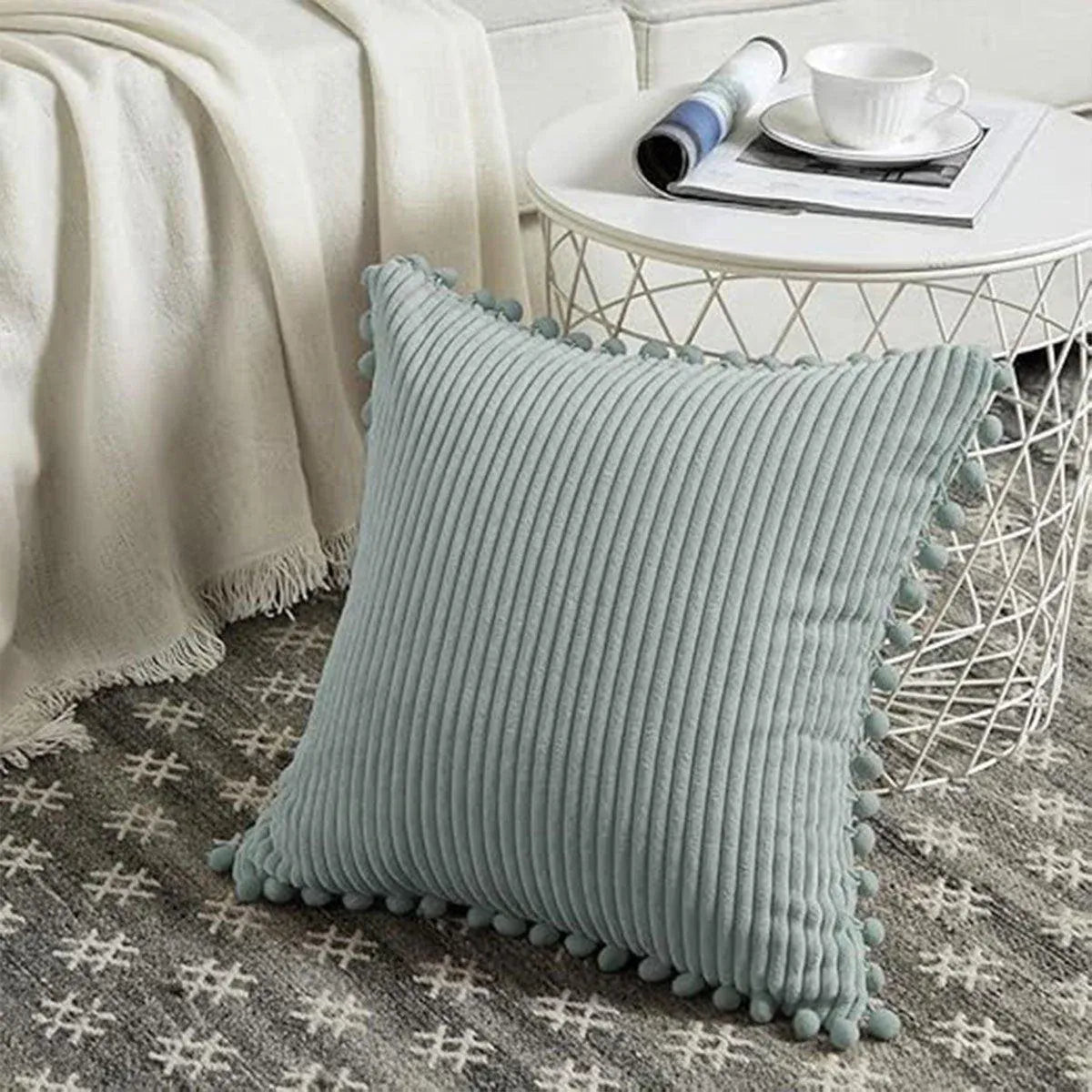 2PCS Corduroy Pillow Cover Luxury Decorative Cushion Case for Sofa Living Room - Grey