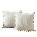 2PCS Corduroy Pillow Cover Luxury Decorative Cushion Case for Sofa Living Room - White