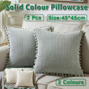 2PCS Corduroy Pillow Cover Luxury Decorative Cushion Case for Sofa Living Room - White