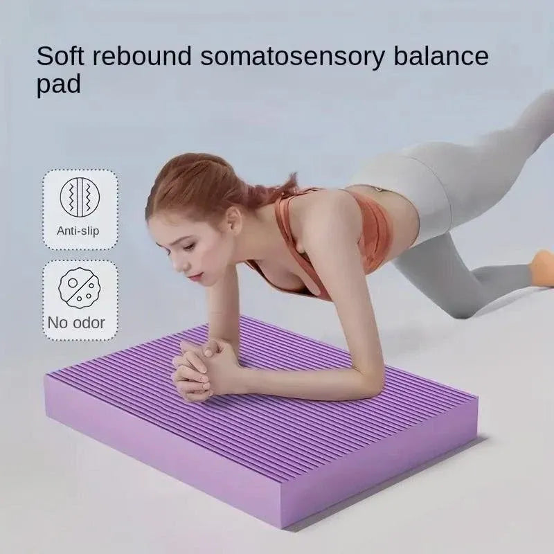 Balance Mat Non Slip Yoga Fitness Mat Flat Support for Home Workout Exercises - Purple