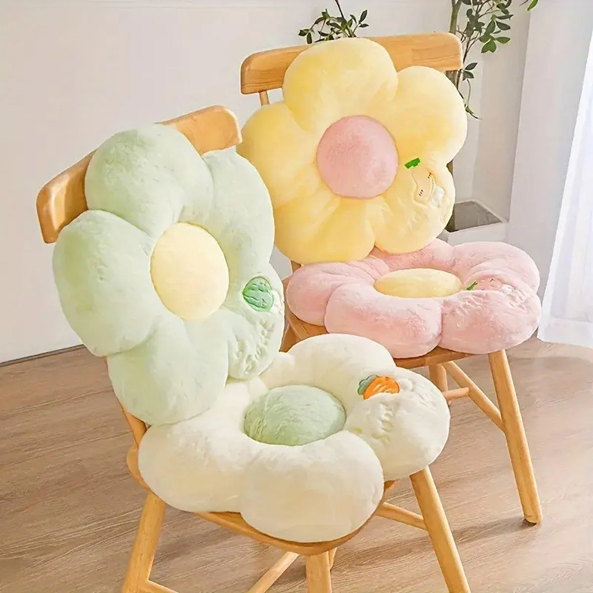 Cute Sunflower Floor Cushion Soft Chair Pad Summer Office Student Seat Pillow - Yellow