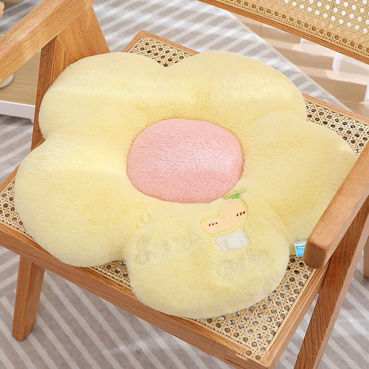 Cute Sunflower Floor Cushion Soft Chair Pad Summer Office Student Seat Pillow - Yellow