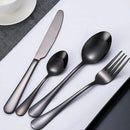 8-Piece Stainless Steel Cutlery Set - 2 Sets of Knife Fork Dinner Spoon Teaspoon - Black