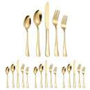 20/40pcs Stainless Steel Cutlery Set Knife Fork Spoon Western Hotel Tableware - Golden-20pcs