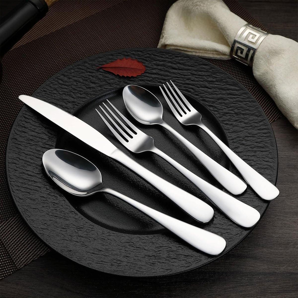 20/40pcs Stainless Steel Cutlery Set Knife Fork Spoon Western Hotel Tableware - Golden-20pcs