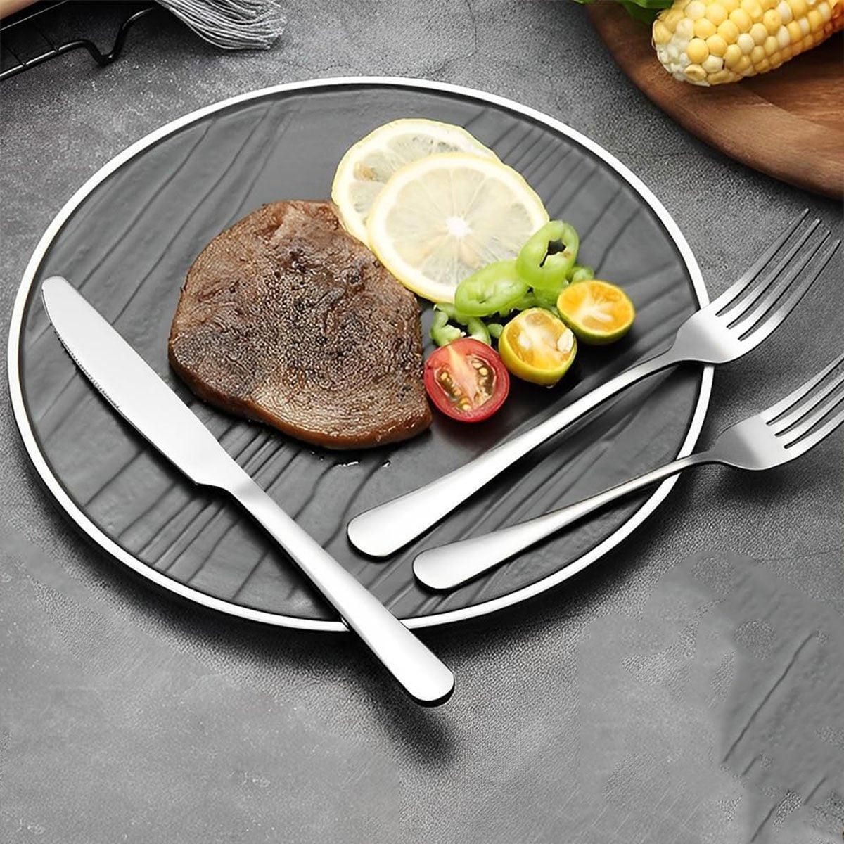 20/40pcs Stainless Steel Cutlery Set Knife Fork Spoon Western Hotel Tableware - Golden-40pcs