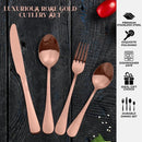 8-Piece Stainless Steel Cutlery Set - 2 Sets of Knife Fork Dinner Spoon Teaspoon - Rose Gold