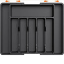 Extendable Cutlery Storage Box Household Portable Retractable Tray Organizer - Black