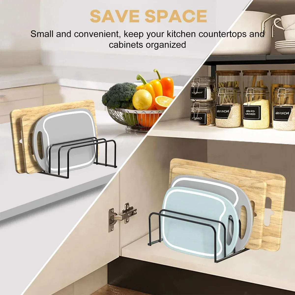 Kitchen Counter Chopping Board Rack Multifunction Dish Drying Storage Holder