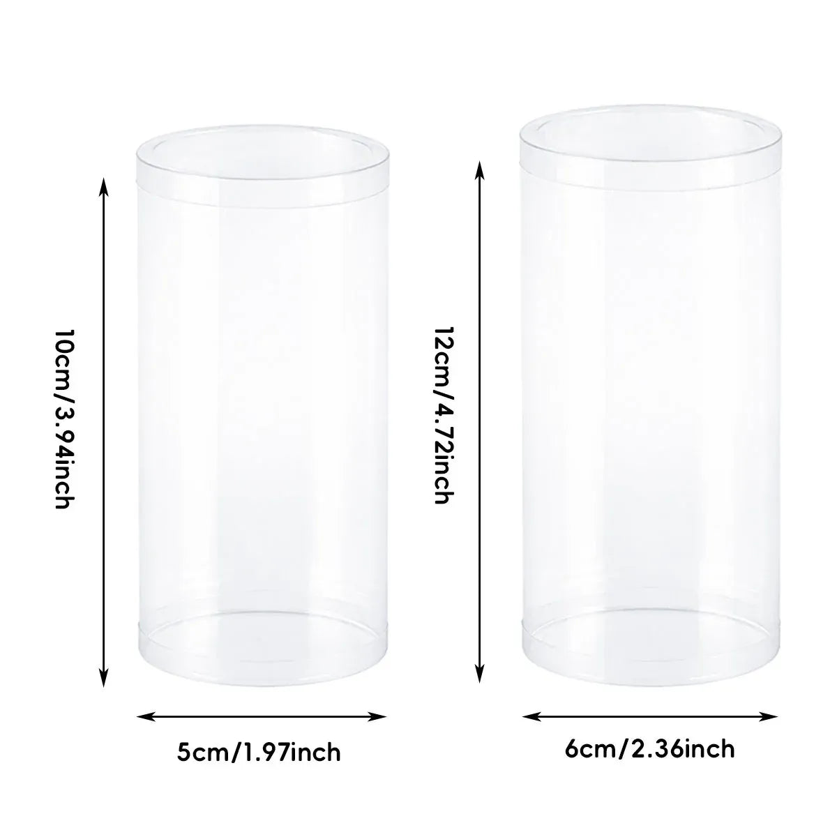 50pcs Clear Cylinder Organizer Storage Tube Container Case Pack Set Kit Easy Use - 6x6x12cm