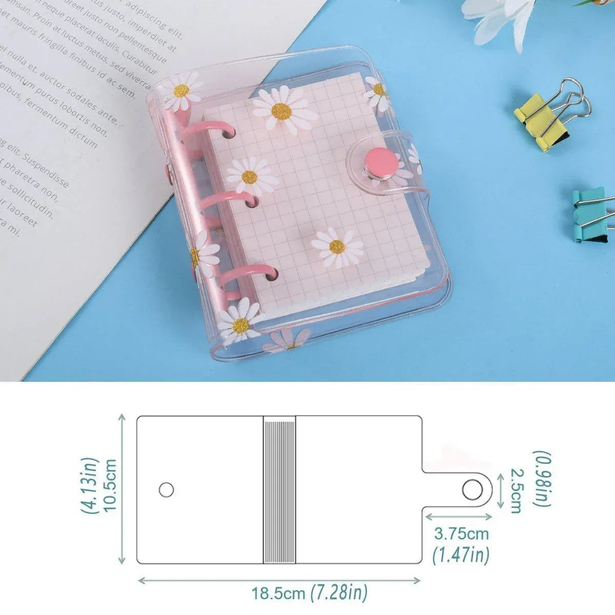 5PCS Portable 3 Hole Loose Leaf PVC Transparent Case Coil Mini Hand Ledger