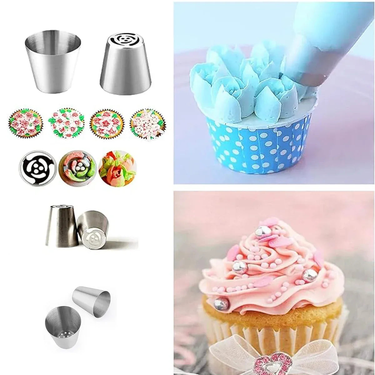 Russian Piping Tips Cake Decorating Set - 14 or 32 PCS Stainless Steel Nozzles - 14PCS