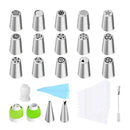 Russian Piping Tips Cake Decorating Set - 14 or 32 PCS Stainless Steel Nozzles - 32PCS