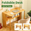 Foldable Student Desk Computer Table Space Saving Bamboo for Bedroom Study Use