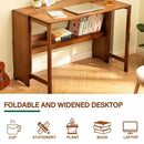 Bamboo Folding Student Desk Study Table Space Saving Storage