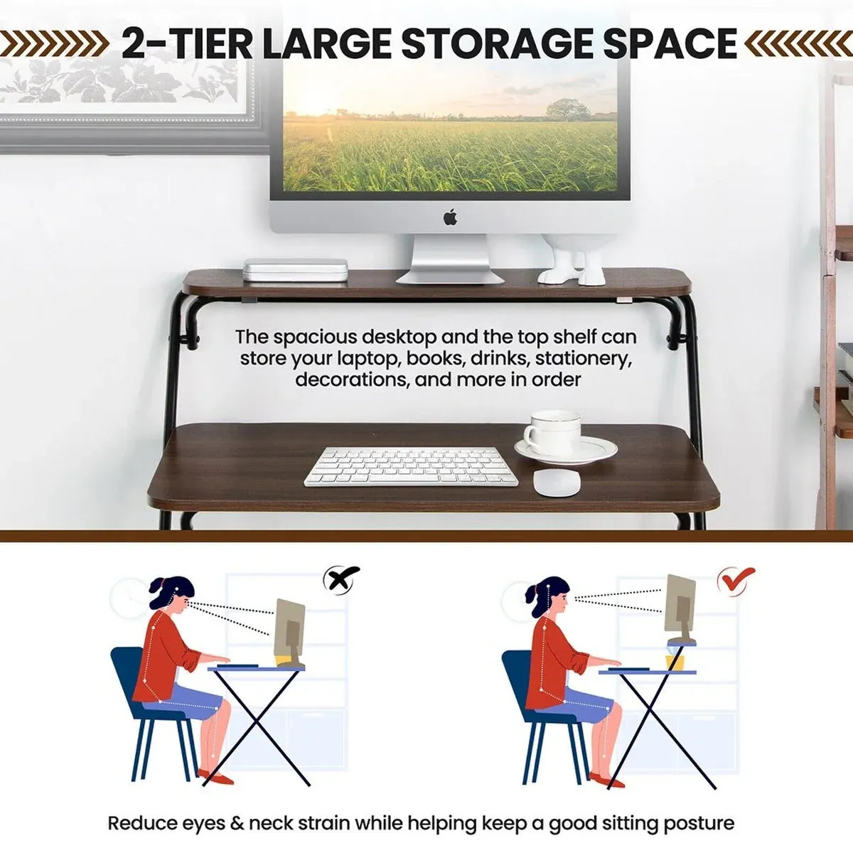 Portable Folding Desk Table X-Shaped Stable for Home Office Study