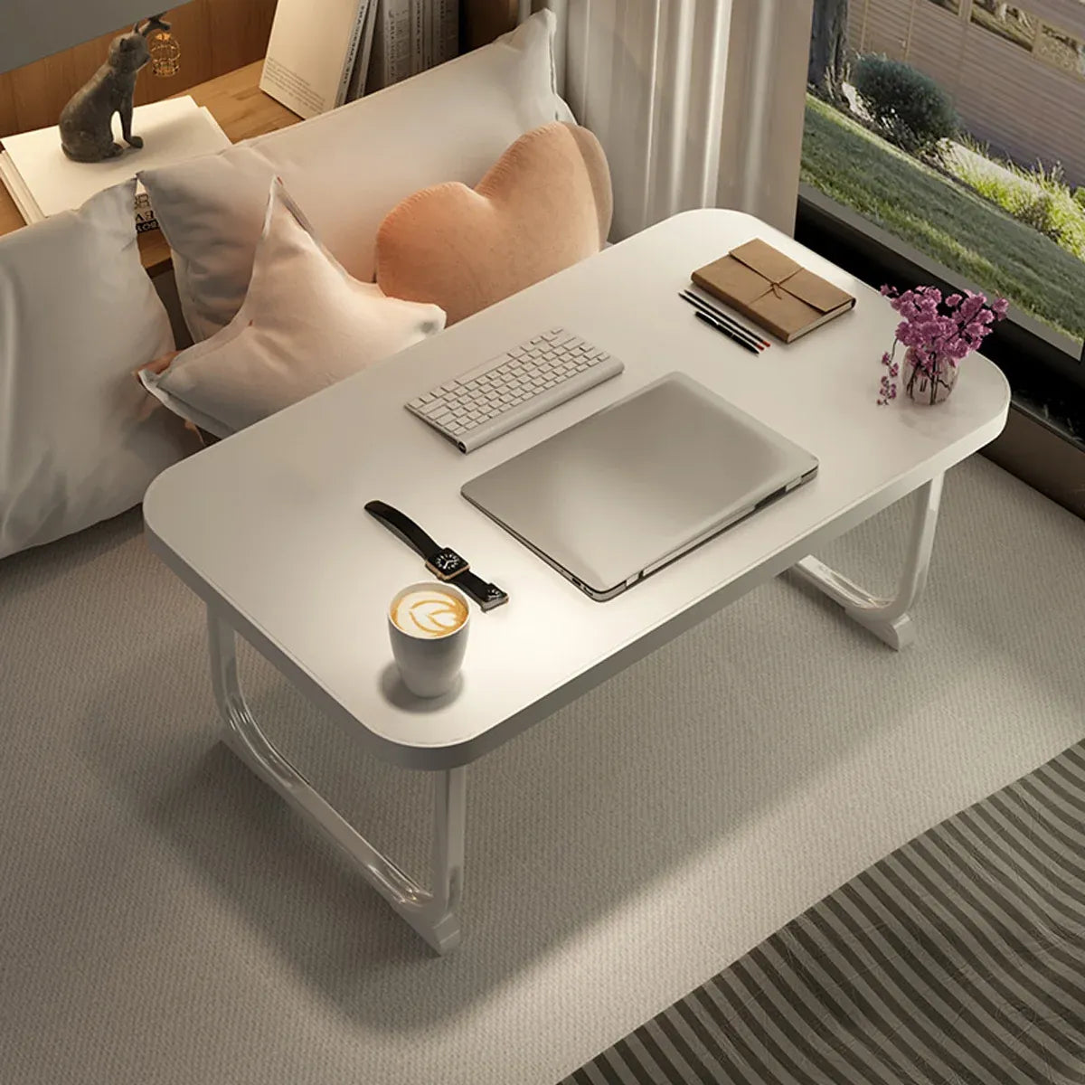 Folding Bed Desk Small Table Student Dorm Study Lazy Bedroom Floor Homework Desk
