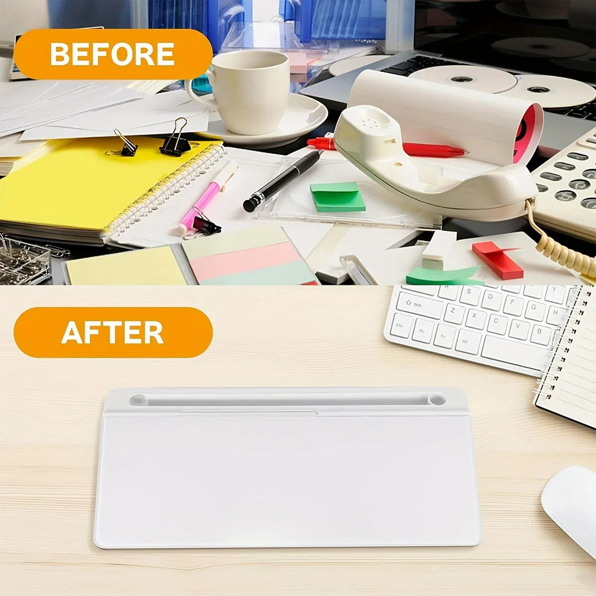 Desktop Whiteboard with Storage Tempered Glass Board for Office