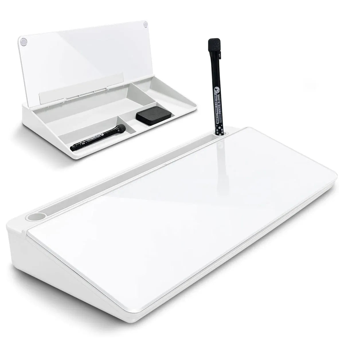 Desktop Whiteboard with Storage Tempered Glass Board for Office