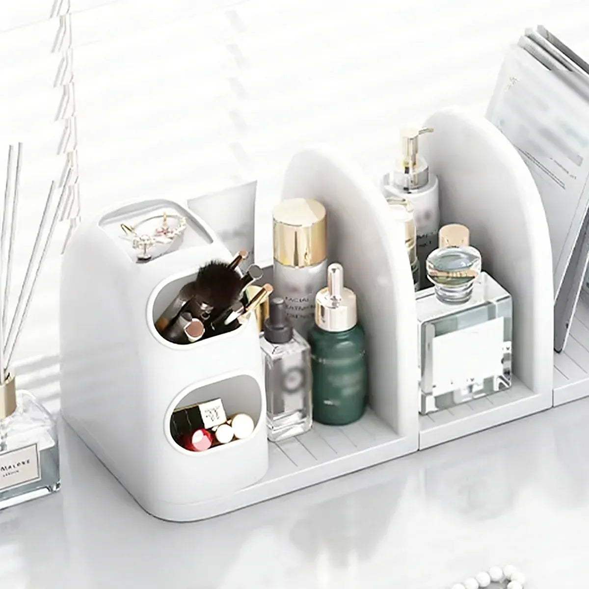Desktop Book Stand With Storage Box Organizer For Study Reading Office Table