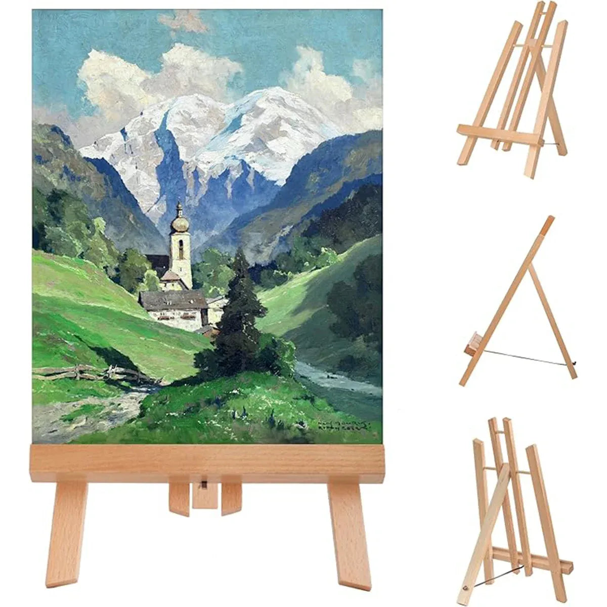 Tabletop Solid Wood Easel Adjustable Height Foldable for Art Sketch Oil Painting - 40cm
