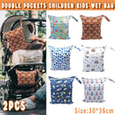 2PCS Cartoon Printed Diaper Bag Double Zipper Washable Storage Organizer - Fox Cone